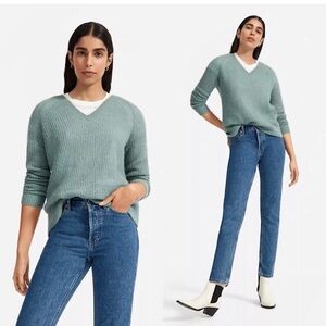 Everlane Alpaca V-Neck Sweater, Pamona Green, XS